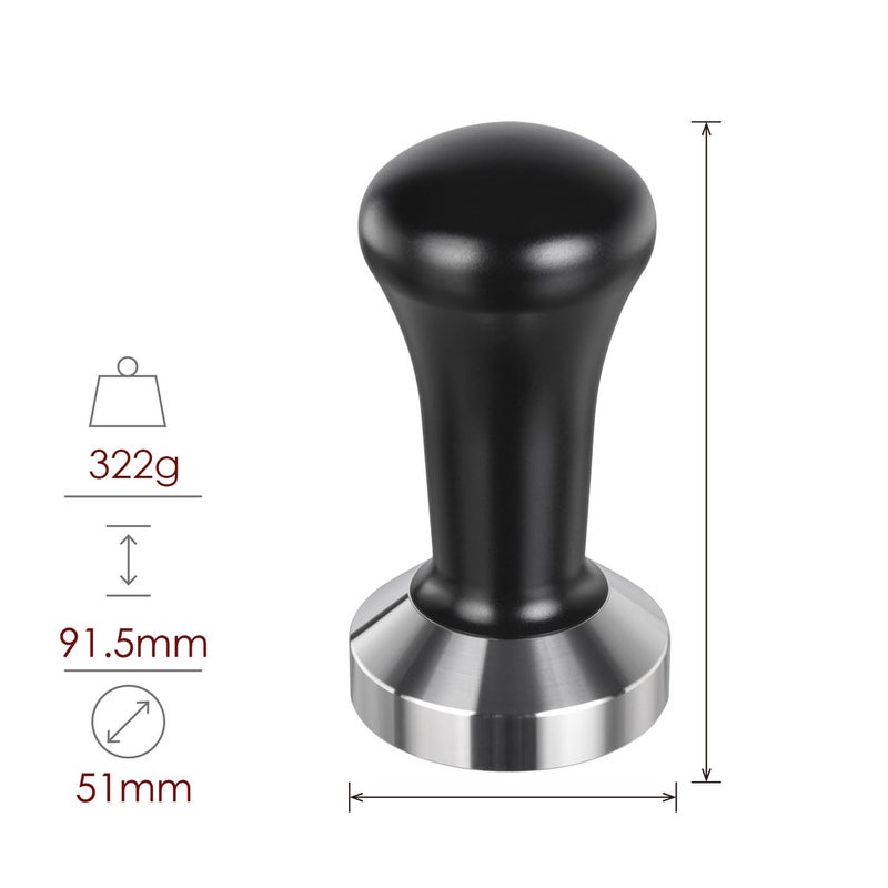 SANTOW 51mm Espresso Tamper  Barista Coffee Tamper with Flat Stainless Steel Base - Professional Espresso Hand Tamper - Image 3